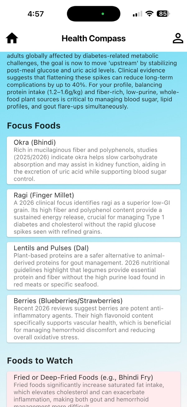 DietMaze Health Compass screen